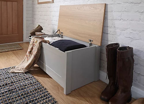 GFW Lancaster Ottoman Storage Box Grey