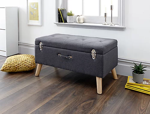 GFW Minstrel Ottoman Storage Bench Large Charcoal Grey 4 GFW Minstrel Ottoman Storage Bench Large Charcoal Grey - Image 2