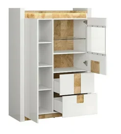 Glass Display Cabinet Buffet Shelving Unit LEDs White Gloss Oak Effect Alameda 9 Glass Display Cabinet Buffet Shelving Unit LEDs White Gloss Oak Effect Alameda -Furniture Store glass display cabinet buffet shelving unit leds white gloss oak effect alameda5900211806420 04c MP