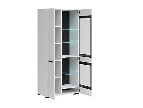 Glass Display Cabinet Large Tall Dresser Buffer Unit LED Lights 90cm Wide Assen 5 Glass Display Cabinet Large Tall Dresser Buffer Unit LED Lights 90cm Wide Assen - Image 3