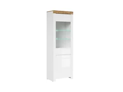 Glass Display Cabinet Tall Slim Unit Soft Close LED Light White Gloss Oak Holten 8 Glass Display Cabinet Tall Slim Unit Soft Close LED Light White Gloss Oak Holten -Furniture Store glass display cabinet tall slim unit soft close led light white gloss oak holten5900211888198 03c MP