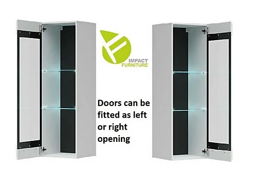 Glass Display Cabinet Wall Mounted Slim Shelf Unit LED Light White Gloss Assen 5 Glass Display Cabinet Wall Mounted Slim Shelf Unit LED Light White Gloss Assen - Image 3