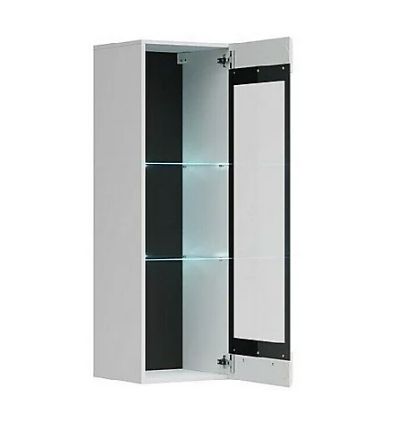 Glass Display Cabinet Wall Mounted Slim Shelf Unit LED Light White Gloss Assen 6 Glass Display Cabinet Wall Mounted Slim Shelf Unit LED Light White Gloss Assen - Image 4