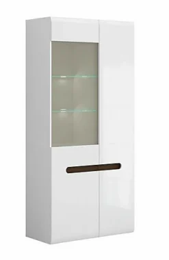 Glass Display Cabinet Wide Tall 2 Door LEDs Multi-Insert White High Gloss Azteca -Furniture Store glass display cabinet wide tall 2 door leds multi insert white high gloss azteca5060958045589 03c MP