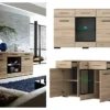 Glass Display Sideboard Unit LEDs 2 Drawer 3 Door 150cm Sonoma Oak Effect Fever -Furniture Store glass display sideboard unit leds 2 drawer 3 door 150cm sonoma oak effect fever5901451019939 01c MP