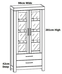 Glass Door Display Cabinet Tall Wide 98cm Soft Close LEDs Medium Oak Effect Gent -Furniture Store glass door display cabinet tall wide 98cm soft close leds medium oak effect gent5901451031955 04c MP