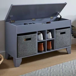 Hallway Storage Ottoman Bench With Shoe Storage In Grey -Furniture Store hallway storage ottoman bench with shoe storage in grey5016319941786 02c MP