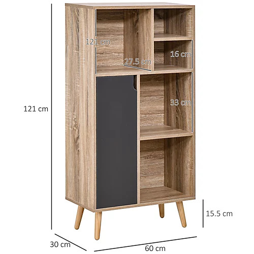 HOMCOM 121x60 Freestanding Storage Cabinet 4 Legs 5 Compartments Furniture Grey 5 HOMCOM 121x60 Freestanding Storage Cabinet 4 Legs 5 Compartments Furniture Grey - Image 3