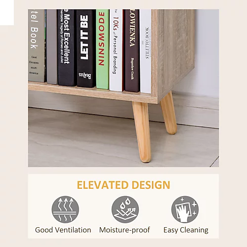 HOMCOM 121x60 Freestanding Storage Cabinet 4 Legs 5 Compartments Furniture Grey 6 HOMCOM 121x60 Freestanding Storage Cabinet 4 Legs 5 Compartments Furniture Grey - Image 4