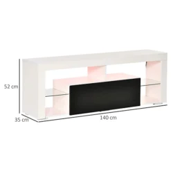 HOMCOM 140cm TV Stand Cabinet High Gloss TV Stand Unit W/ LED RGB Light Storage -Furniture Store homcom 140cm tv stand cabinet high gloss tv stand unit w led rgb light storage5056534526863 03c MP