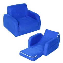 HOMCOM 2 In 1 Kids Armchair Sofa Bed Fold Out Padded Wood Frame Bedroom Blue -Furniture Store homcom 2 in 1 kids armchair sofa bed fold out padded wood frame bedroom blue5056602969172 02c MP