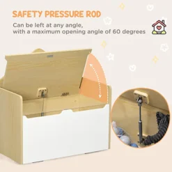 HOMCOM 2 In 1 Toy Box Storage Bench Kids Toy Chest With Lid Pressure Rod White -Furniture Store homcom 2 in 1 toy box storage bench kids toy chest with lid pressure rod white5056602909734 06c MP