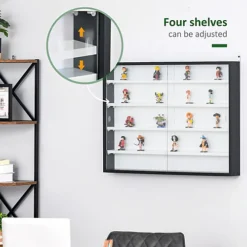 HOMCOM 5-Tier Wall Display Shelf Unit Cabinet W/ Shelves Glass Doors Black/White -Furniture Store homcom 5 tier wall display shelf unit cabinet w shelves glass doors black white5056399119491 06c MP