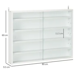 HOMCOM 5-Tier Wall Display Shelf Unit Cabinet W/ Shelves Glass Doors White -Furniture Store homcom 5 tier wall display shelf unit cabinet w shelves glass doors white5056399119507 03c MP