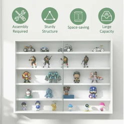 HOMCOM 5-Tier Wall Display Shelf Unit Cabinet W/ Shelves Glass Doors White -Furniture Store homcom 5 tier wall display shelf unit cabinet w shelves glass doors white5056399119507 06c MP