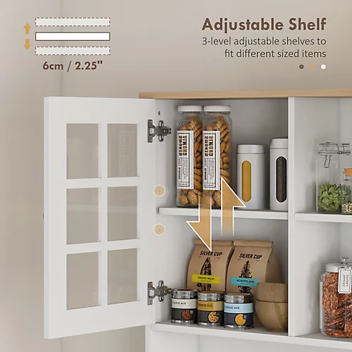 HOMCOM 72 Inch Modern Kitchen Solid Storage Sideboard Cabinet With Glass Door White 6 HOMCOM 72 Inch Modern Kitchen Solid Storage Sideboard Cabinet With Glass Door White - Image 4