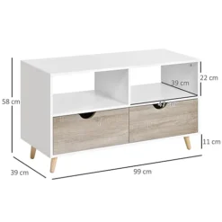 HOMCOM 99cm TV Stand Media Unit Cabinet W/ Shelves Drawers Storage Centre Beige -Furniture Store homcom 99cm tv stand media unit cabinet w shelves drawers storage centre beige5056399111624 03c MP