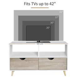 HOMCOM 99cm TV Stand Media Unit Cabinet W/ Shelves Drawers Storage Centre Beige -Furniture Store homcom 99cm tv stand media unit cabinet w shelves drawers storage centre beige5056399111624 06c MP