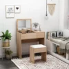 HOMCOM Dressing Table Set Cushioned Stool Flip-up Mirror Drawer Chipboard Wood -Furniture Store homcom dressing table set cushioned stool flip up mirror drawer chipboard wood5055974891197 01c MP