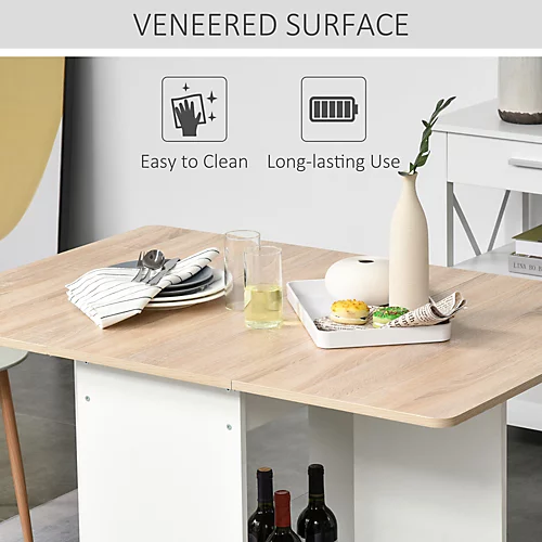 HOMCOM Drop-Leaf Dining Table Folding Desk Bar Table With Storage Shelf 6 HOMCOM Drop-Leaf Dining Table Folding Desk Bar Table With Storage Shelf - Image 4