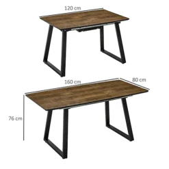 HOMCOM Extendable Dining Table Rectangular Wood Effect Tabletop With Steel Frame -Furniture Store homcom extendable dining table rectangular wood effect tabletop with steel frame5056534546304 03c MP
