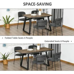 HOMCOM Extendable Dining Table Rectangular Wood Effect Tabletop With Steel Frame -Furniture Store homcom extendable dining table rectangular wood effect tabletop with steel frame5056534546304 06c MP