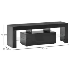 HOMCOM High Gloss TV Stand Cabinet W/ LED RGB Lights And Remote Control Black 130cm -Furniture Store homcom high gloss tv stand cabinet w led rgb lights and remote control black 130cm5056534513528 03c MP