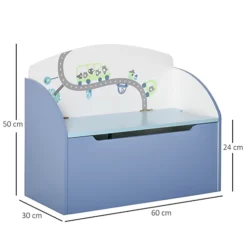 HOMCOM Kids Wooden Toy Box Children Storage Chest Bench Blue -Furniture Store homcom kids wooden toy box children storage chest bench blue5056399121180 03c MP