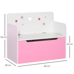 HOMCOM Kids Wooden Toy Box Children Storage Chest Bench Pink -Furniture Store homcom kids wooden toy box children storage chest bench pink5056399121197 03c MP