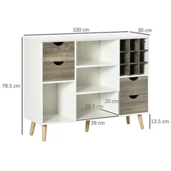 HOMCOM Kitchen Sideboard Storage Cabinet With Removable Wine Holder, Grey -Furniture Store homcom kitchen sideboard storage cabinet with removable wine holder grey5056602914431 03c MP
