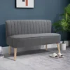 HOMCOM Linen-Feel Double Sofa W/ Wood Frame Padding Back, Grey -Furniture Store homcom linen feel double sofa w wood frame padding back grey5056602935245 01c MP