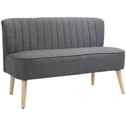 HOMCOM Linen-Feel Double Sofa W/ Wood Frame Padding Back, Grey -Furniture Store homcom linen feel double sofa w wood frame padding back grey5056602935245 02c MP