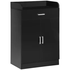 HOMCOM Modern Storage Cabinet, Small Floor Cupboard With Drawer Black -Furniture Store homcom modern storage cabinet small floor cupboard with drawer black5056534585525 02c MP