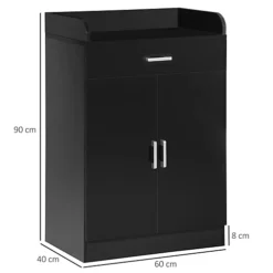 HOMCOM Modern Storage Cabinet, Small Floor Cupboard With Drawer Black -Furniture Store homcom modern storage cabinet small floor cupboard with drawer black5056534585525 03c MP