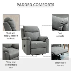 HOMCOM Power Lift Chair Electric Riser Recliner For Elderly, Faux Leather Sofa Lounge Armchair, Grey -Furniture Store homcom power lift chair electric riser recliner for elderly faux leather sofa lounge armchair grey5056534530341 06c MP
