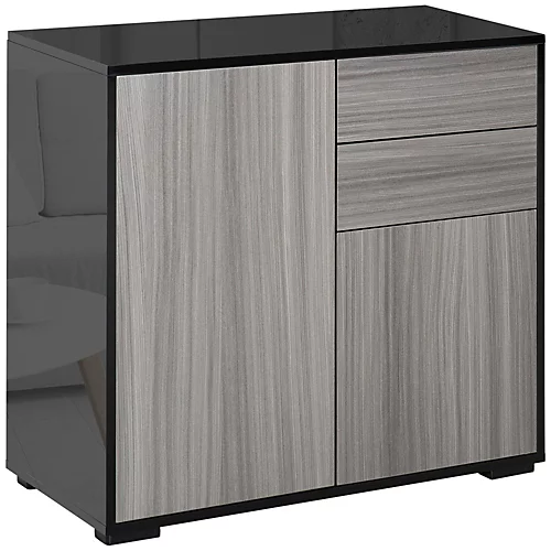 HOMCOM Side Cabinet With 2 Door And 2 Drawer For Home Office Grey Black 74H X 79W X 36Dcm 4 HOMCOM Side Cabinet With 2 Door And 2 Drawer For Home Office Grey Black 74H X 79W X 36Dcm - Image 2