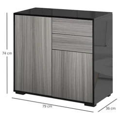 HOMCOM Side Cabinet With 2 Door And 2 Drawer For Home Office Grey Black 74H X 79W X 36Dcm 8 HOMCOM Side Cabinet With 2 Door And 2 Drawer For Home Office Grey Black 74H X 79W X 36Dcm -Furniture Store homcom side cabinet with 2 door and 2 drawer for home office grey black 74h x 79w x 36dcm5056399118586 03c MP
