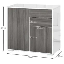 HOMCOM Side Cabinet With 2 Door And 2 Drawer For Home Office Grey -Furniture Store homcom side cabinet with 2 door and 2 drawer for home office grey5056399118609 03c MP