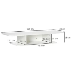 HOMCOM Wall Mounted TV Stand Entertainment Unit With Storage Shelf, White -Furniture Store homcom wall mounted tv stand entertainment unit with storage shelf white5056602912062 03c MP