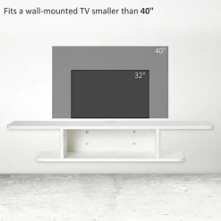 HOMCOM Wall Mounted TV Stand Entertainment Unit With Storage Shelf, White -Furniture Store homcom wall mounted tv stand entertainment unit with storage shelf white5056602912062 06c MP