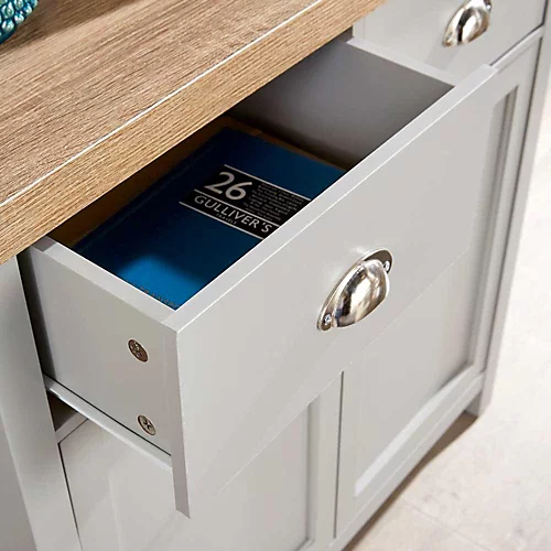 Home Source Avon 2 Drawer 2 Door Cupboard Unit Grey 6 Home Source Avon 2 Drawer 2 Door Cupboard Unit Grey - Image 4