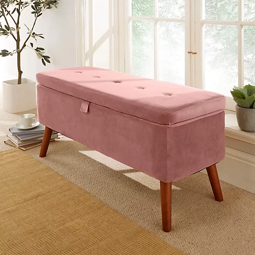 Home Source Carson Buttoned Storage Ottoman Blush Pink 3 Home Source Carson Buttoned Storage Ottoman Blush Pink