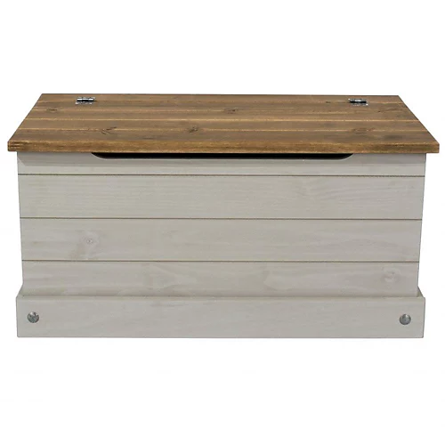 Home Source Corona Solid Pine Storage Ottoman Grey 4 Home Source Corona Solid Pine Storage Ottoman Grey - Image 2