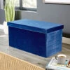 Home Source Flat Velvet Folding Storage Ottoman Navy Blue -Furniture Store home source flat velvet folding storage ottoman navy blue5056065441215 01c MP