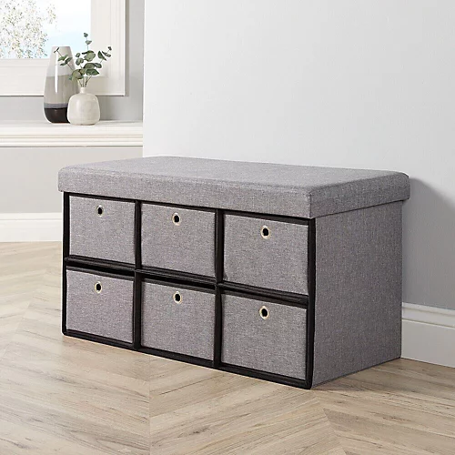 Home Source Sofia 6 Drawer Folding Ottoman Grey 3 Home Source Sofia 6 Drawer Folding Ottoman Grey