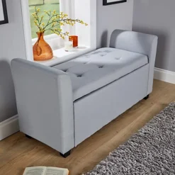 Home Source Verona Sleigh Style Window Bench Storage Seat Light Grey -Furniture Store home source verona sleigh style window bench storage seat light grey5056065427820 04c MP