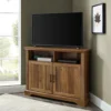 Homeology SAVANNAH True-Corner-Friendly Oak 6-Shelf Luxury Cabinet Suitable For Flat Screen TVs Up To 50"