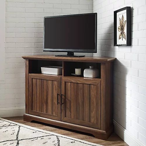 Homeology SAVANNAH True-Corner-Friendly Walnut 6-Shelf Luxury Cabinet Suitable For Flat Screen TVs Up To 50" 3 Homeology SAVANNAH True-Corner-Friendly Walnut 6-Shelf Luxury Cabinet Suitable For Flat Screen TVs Up To 50"