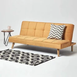 Homescapes Bower Velvet Sofa Bed, Mustard Gold -Furniture Store homescapes bower velvet sofa bed mustard gold5056280711957 02c MP