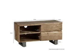 Hommoo Solid Acacia Wood 2 Drawers And 2 Shelves Small Tv Media Unit -Furniture Store hommoo solid acacia wood 2 drawers and 2 shelves small tv media unit5059368552923 04c MP